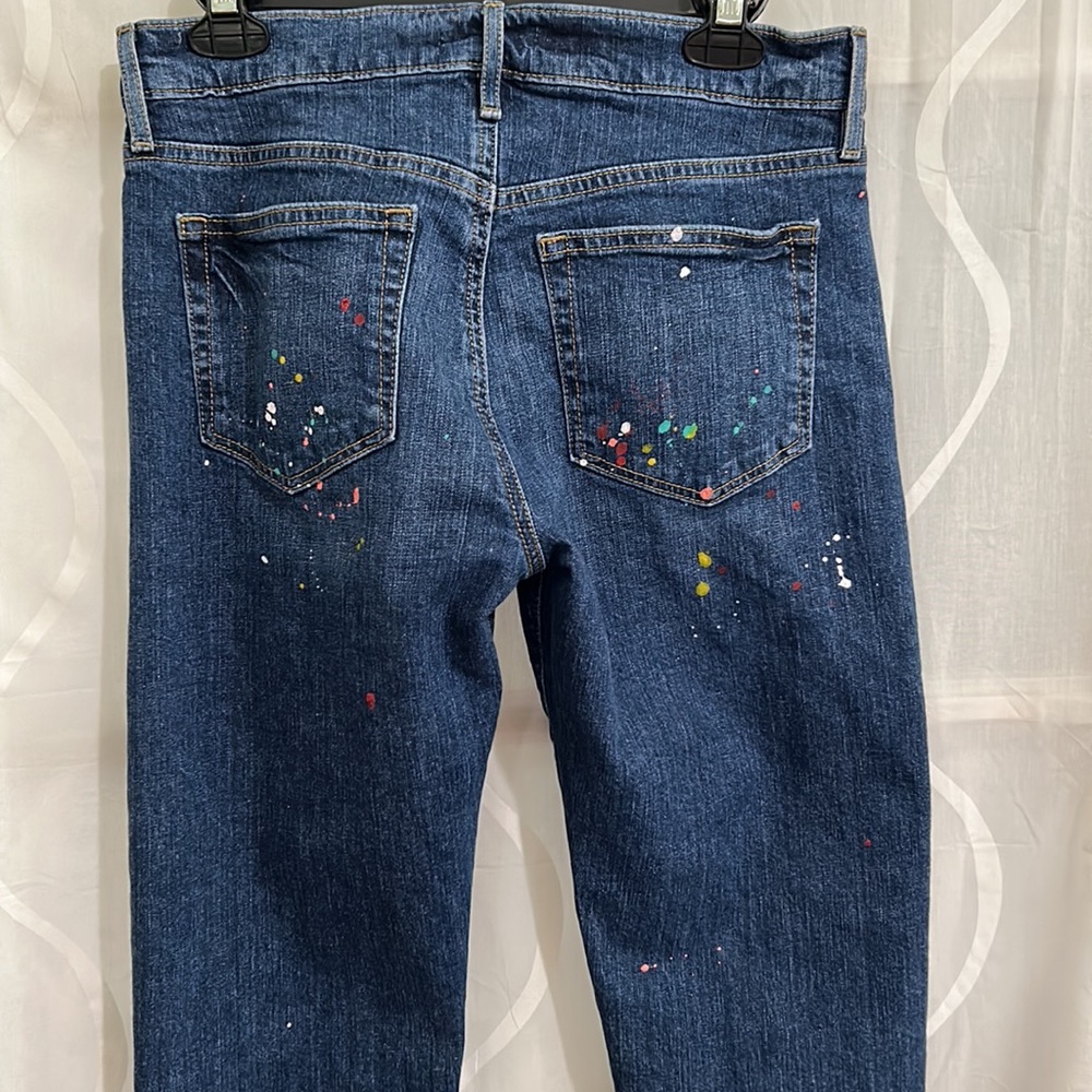 Loft, Dark Wash Paint Splashed, Button Fly, Boyfr… - image 5